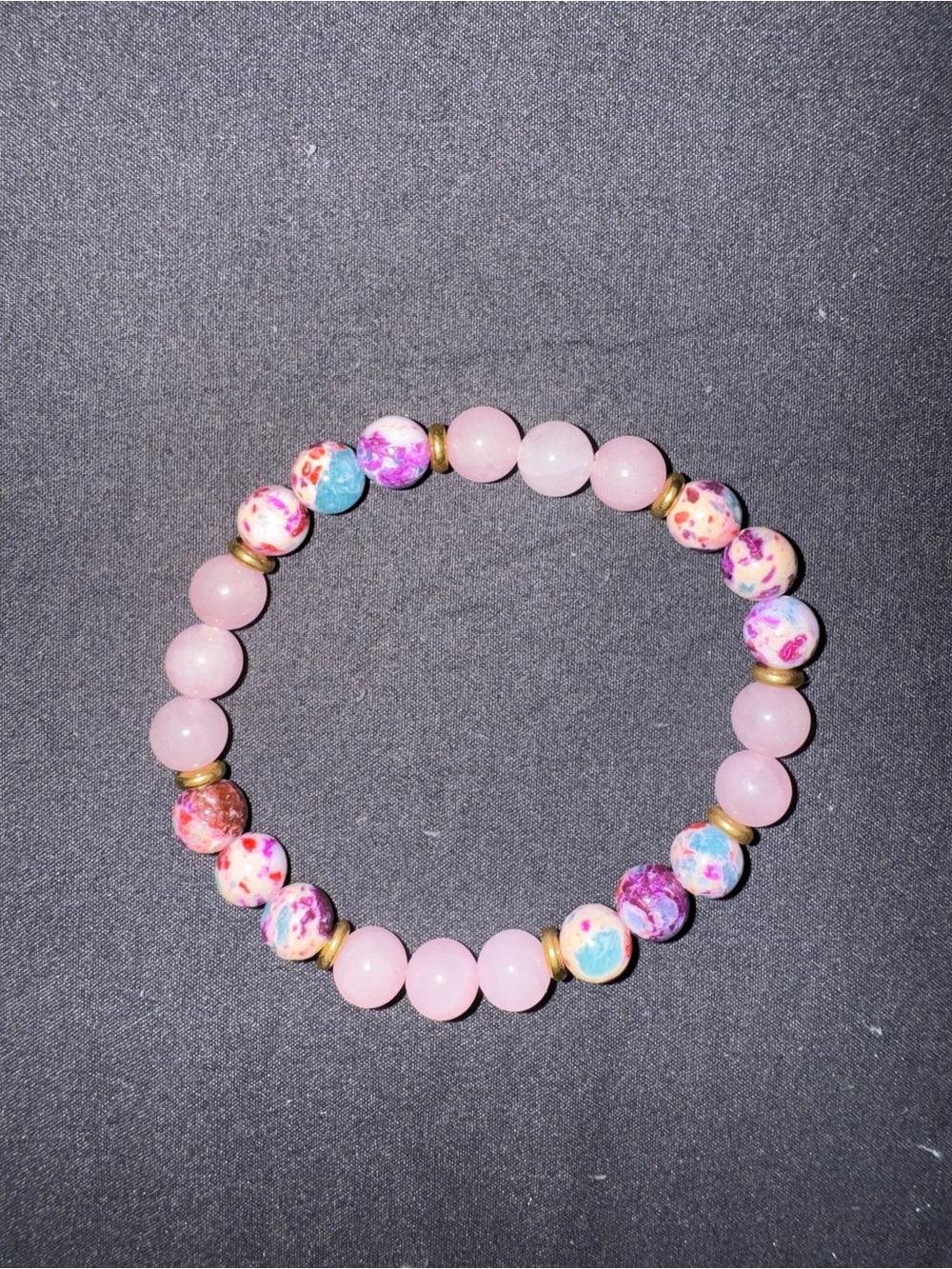 Rose Quartz and Rainbow Agate Beaded Stretch Bracelet